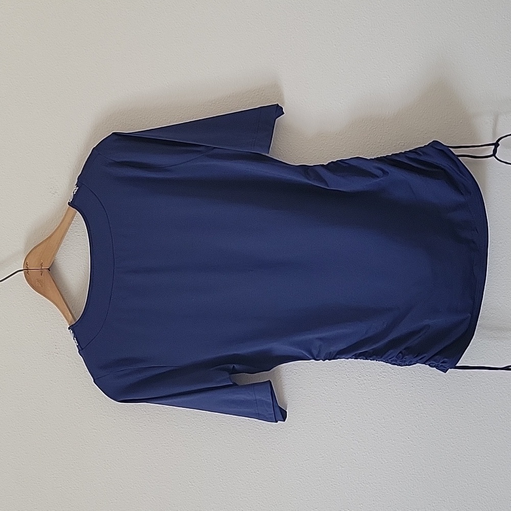 Lands' End Navy Embroidered Adjustable Tunic Swim Rash Guard Top Size Small - Picture 4 of 7